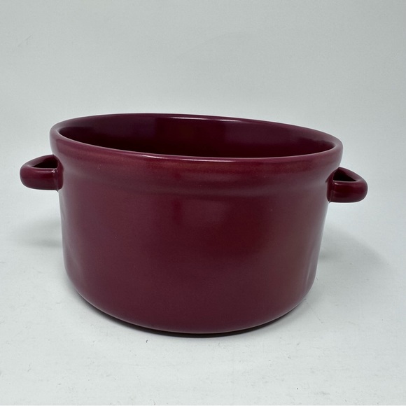 Rae Dunn Gobble Souffle Casserole Soup Bowl Burgundy Maroon 6 inch Two Handles - Picture 3 of 10